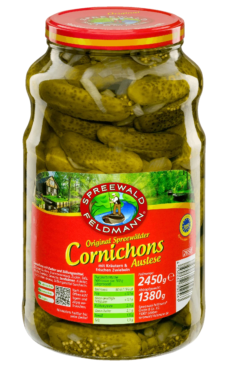 Spreewald-Feldmann Cornichons Mit Kräutern & Frischen Zwiebeln (2,45 Kg)