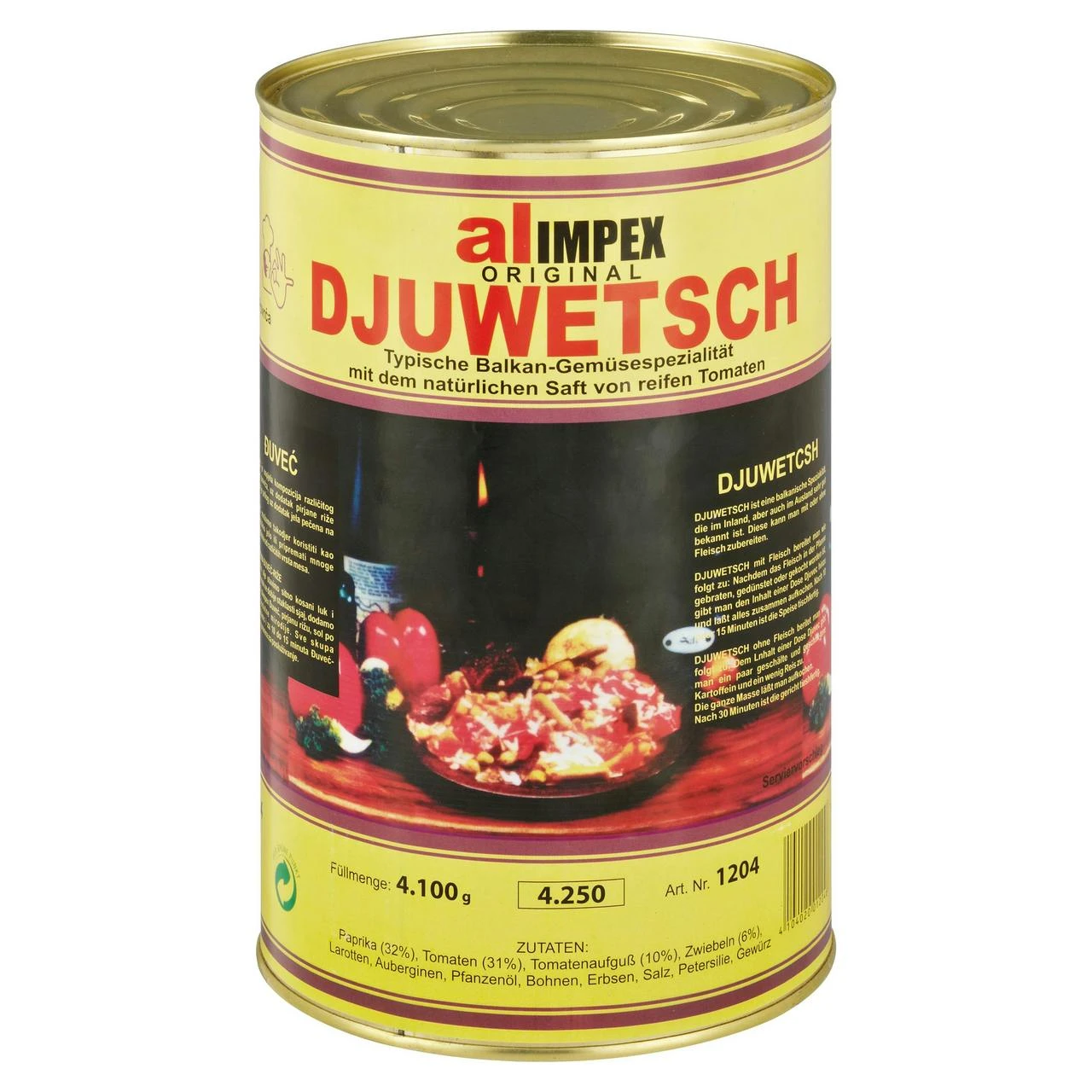 Alimpex Djuwetsch Balkan-Gemüsespezialität Mit Natürlichem Saft Reifer Tomaten (4,25 L) - Image 2